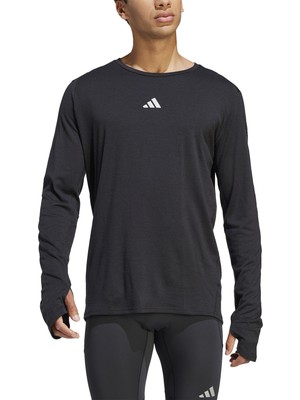 adidas Siyah Erkek Yuvarlak Yaka Uzun Kollu T-Shirt IB6390 Ult Cte Merınol     Bla