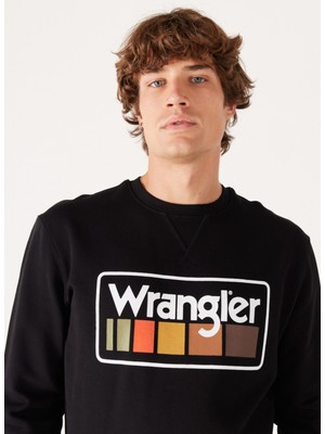 Wrangler Bisiklet Yaka Siyah Erkek Sweatshırt W646H1001 Bisiklet Yaka Sweatshirt