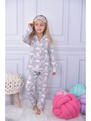 Pija Kids Tavşan Baskılı Yakalı Kız Çocuk Pijama Takımı 16927