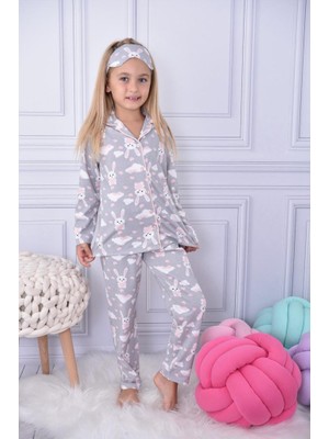 Pija Kids Tavşan Baskılı Yakalı Kız Çocuk Pijama Takımı 16927