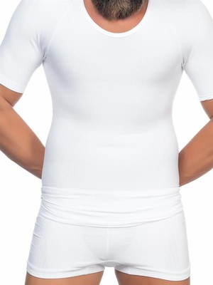 MiraLive Beyaz Emay Dikişsiz Seamless Yarım Kol Göbek Saklayıcı Atlet Korse Beyaz