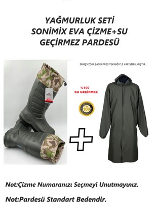 Sonimix Motokurye, Balıkçı, Yıkamacı Yağmurluk Seti (Sonimix Eva Çizme+Su Geçirmez Pardesü)