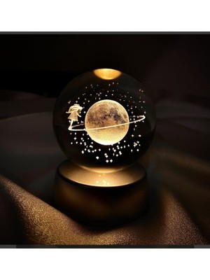 MR Shopping Satürn Cam Kar Küresi, Satürn Kız Küre, Renk Değiştiren Işıklı Küre
