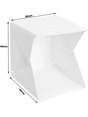 Filli Kutum Katlanabilir Işıklı Ürün Çekim Çadırı 180 Ledli Siyah Çantalı Çekim Çadırı 40X40 cm