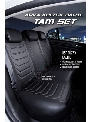 Şahinler Kuruyemiş Chevrolet Cruze Hb Uyumlu Lüx Deri Oto Koltuk Kılıfı Ön Arka Takım Sports Model Siyah Beyaz