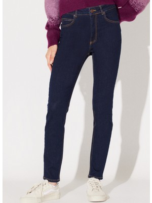 Scarlett High Rise Skinny Fit Dar Kesim Yüksek Bel Lacivert Esnek Jean Kot Pantolon