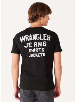 Wrangler Bisiklet Yaka Siyah Erkek T-Shirt W773EE100 Bisiklet Yaka T-Shirt