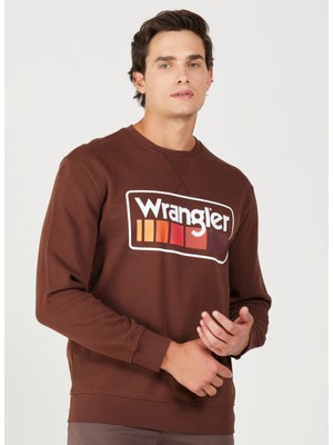 Wrangler Bisiklet Yaka Kahve Erkek Sweatshırt W646H1H44 Bisiklet Yaka