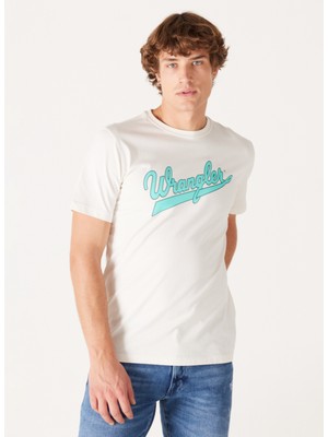 Wrangler Beyaz Erkek T-Shirt W773EEW03 Bisiklet Yaka T-Shirt