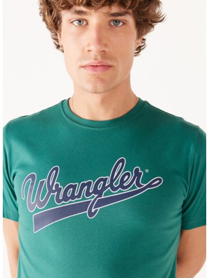 Wrangler Bisiklet Yaka Yeşil Erkek T-Shirt W773EEG26 Bisiklet Yaka T-Shirt