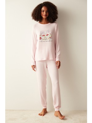 Weekend Uzun Kollu Pembe Pijama Takımı