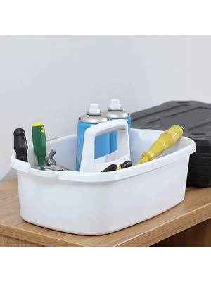 Sunshinee Plastik Saklama Sepeti Taşınabilir Duş Tote Organizatör Sepeti Banyo, Yatak Odası, Mutfak Için Saplı Beyaz (Yurt Dışından)