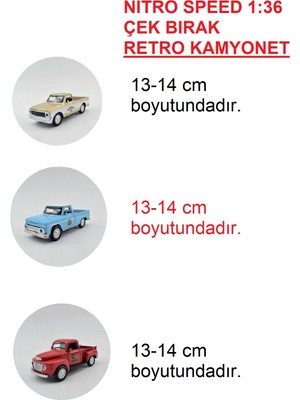 Adel Nıitro Speed 1:36 Çek Bırak Retro Kamyonet 3'lü Canlı Renkler