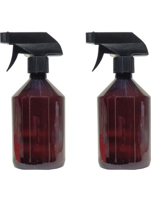 Paradise 2 Li Amber Cam Görünümlü Plastik Spreyli Boş Sıvı Sabun - Bulaşık Deterjanı Şişesi 500 Ml