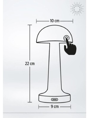 Retro Masa Lambası Mantar Model USB Şarjlı Dekoratif Dokunmatik Siyah Renk