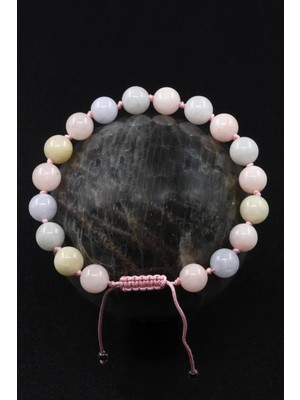 Alibaba Doğaltaş Akuamarin - Heliodor - Morganit Doğal Taş Makrome Örme Bileklik