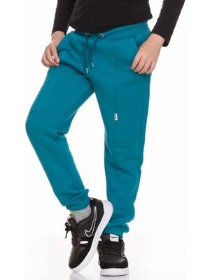 Perendi Kalın Jogger Cepli Unisex Çocuk Eşofman Altı Petrol Mavisi