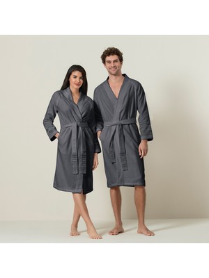 Chakra Derin Unisex Bornoz Antrasit/gri