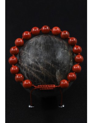 Alibaba Doğaltaş Red Jasper Doğal Taş Makrome Örme Bileklik