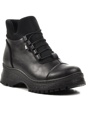 Ayakmod 112 Siyah Fermuarlı Kadın Bot