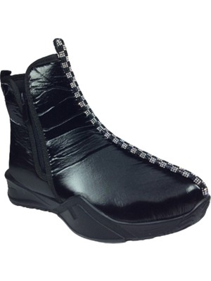 Ortopedikal al Womenly Style 2003 Kadın Siyah Kar Botu Paraşüt Kumaş Su Geçirmez