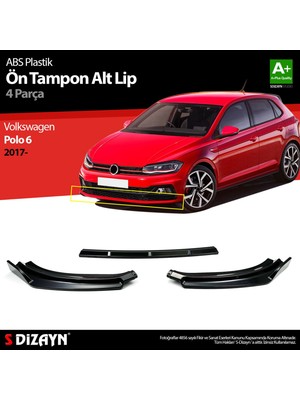 Drs Tuning Volkswagen Polo 6 Abs Plastik Ön Tampon Alt Lip 3 Prç. 2017 Üzeri A+Kalite