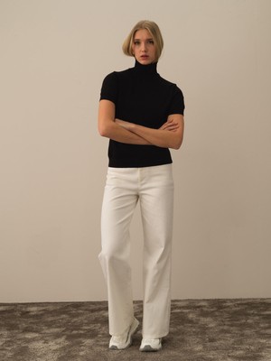 Xint Kadın Siyah Pamuk Dokulu Regular Fit Kazak