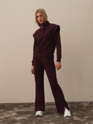 Xint Kadın Bordo Pamuk Dokulu Regular Fit Sweatshirt