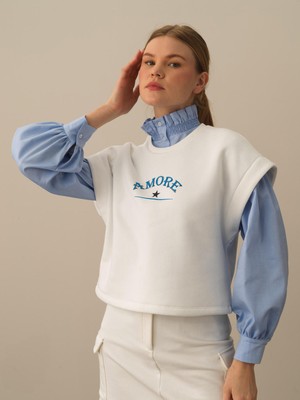 Xint Pamuklu Oversize Baskılı Sweatshirt