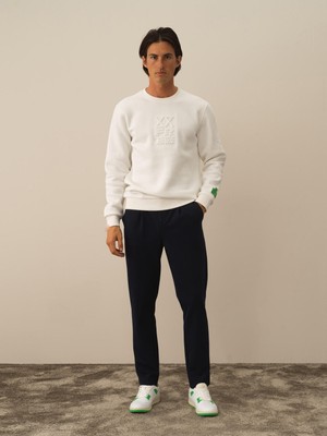 Xint Erkek Kırık Beyaz Pamuk Dokulu Regular Fit Sweatshirt