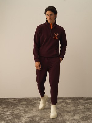 Xint Erkek Bordo Pamuk Dokulu Regular Fit Sweat Pantolon