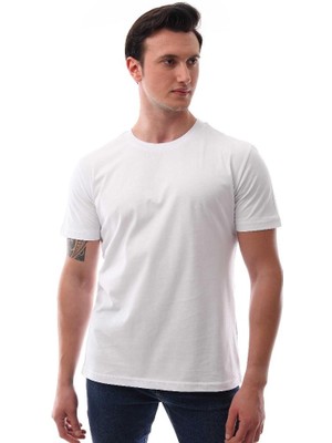 Garage Casual Wear Regular Basic Erkek T-Shirt Beyaz 4000