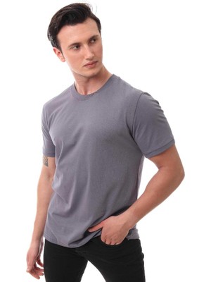 Garage Casual Wear Regular Basic Erkek T-Shirt Füme 4000