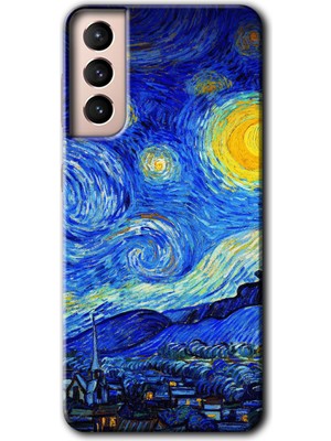 Gramaphone Galaxy S21 Kılıf Hd Desen Baskılı Arka Kapak + Kırılmaz Cam - Starry Night