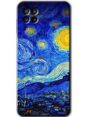 Gramaphone Galaxy A22 Kılıf Hd Desen Baskılı Arka Kapak + Kırılmaz Cam - Starry Night
