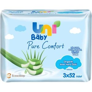 Uni Baby Pure Comfort Organik Aloe Vera Özlü Islak Mendil 3'lü 156 Yaprak