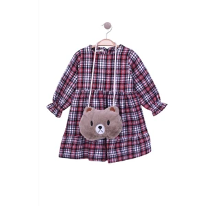 Cillop Butik Kız Çocuk Ayıcık Çantalı Kışlık Elbise