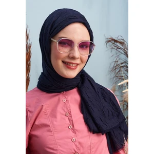 Madame Polo Bambu Kraş Şal - Lacivert