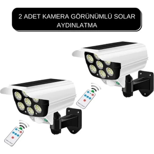 Solar Güneş Enerjili Hareket Sensörlü Güvenlik Kamera Görünümlü 77 LED Aydınlatma 2 Adet