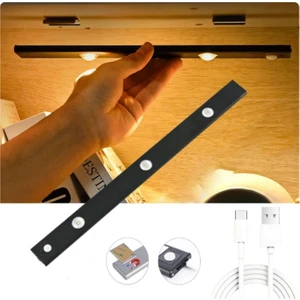Rultech 40 cm İnsan Vücudu Sensörlü USB Sarj Taşınabilir Kablosuz Mutfak, Elbise Dolabı, Merdiven, LED Cabinet Gece Lamba Aplik Aydınlatma