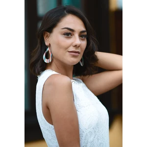 Deri Küpe Damla Motif Çelik Kancalı