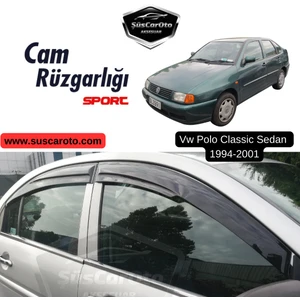 ŞüsCarOto Aksesuar Vw Polo Classic Sedan 1994-2001 Uyumlu Mugen Cam Rüzgarlığı Seti Piano Black 4'lü