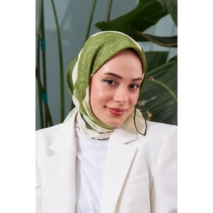 Ipekhan Etnik Desen Serisi Yeşil Pamuk Viskon Eşarp 1127-15