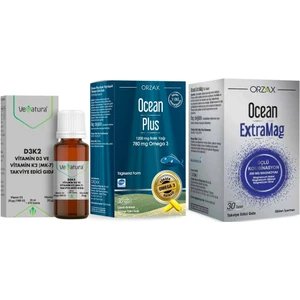 Ocean Extramag Magnezyum 30 Tablet Takviye Edici Gıda + Vefa D3 K2 + Orzax Ocean Plus 1200 mg 30 Kapsül