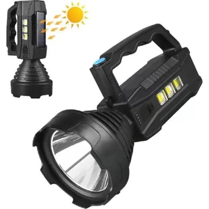 CX-8809 Süper Güçlü LED Çok Fonksiyonlu Projektör 4 Modlu Cob Işıklı Fener Solar Şarjlı El Feneri
