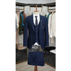 Erkek Kruvaze Takım Elbise Italyan Kesim Slim Fit Ceket Pantolon-Sütlü Kahve