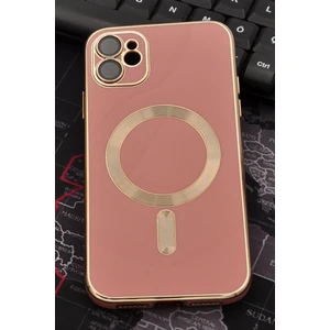 NOVKA Phone Accessories  iPhone 11 Uyumlu Magsafe Özellikli Pudra Pembe Renkli Lens Korumalı Kılıf