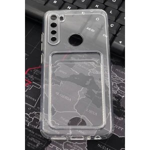 NOVKA Phone Accessories  Xiaomi Redmi Note 8 Uyumlu Kredi Kartlıklı Şeffaf Kılıf Kamera Korumalı
