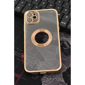 NOVKA Phone Accessories  iPhone 11 Uyumlu Altın Sarı Gold Renkli Kenarlı Lazerli Şeffaf Kılıf Lens Korumalı