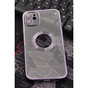 NOVKA Phone Accessories  iPhone 11 Uyumlu Mor Renkli Kenarlı Lazerli Şeffaf Kılıf Lens Korumalı